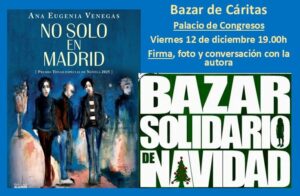Portada libro No solo en Madrid de Ann Eugenia Venegas, premio Tiflos 2025, evento Bazar Solidario Navidad
